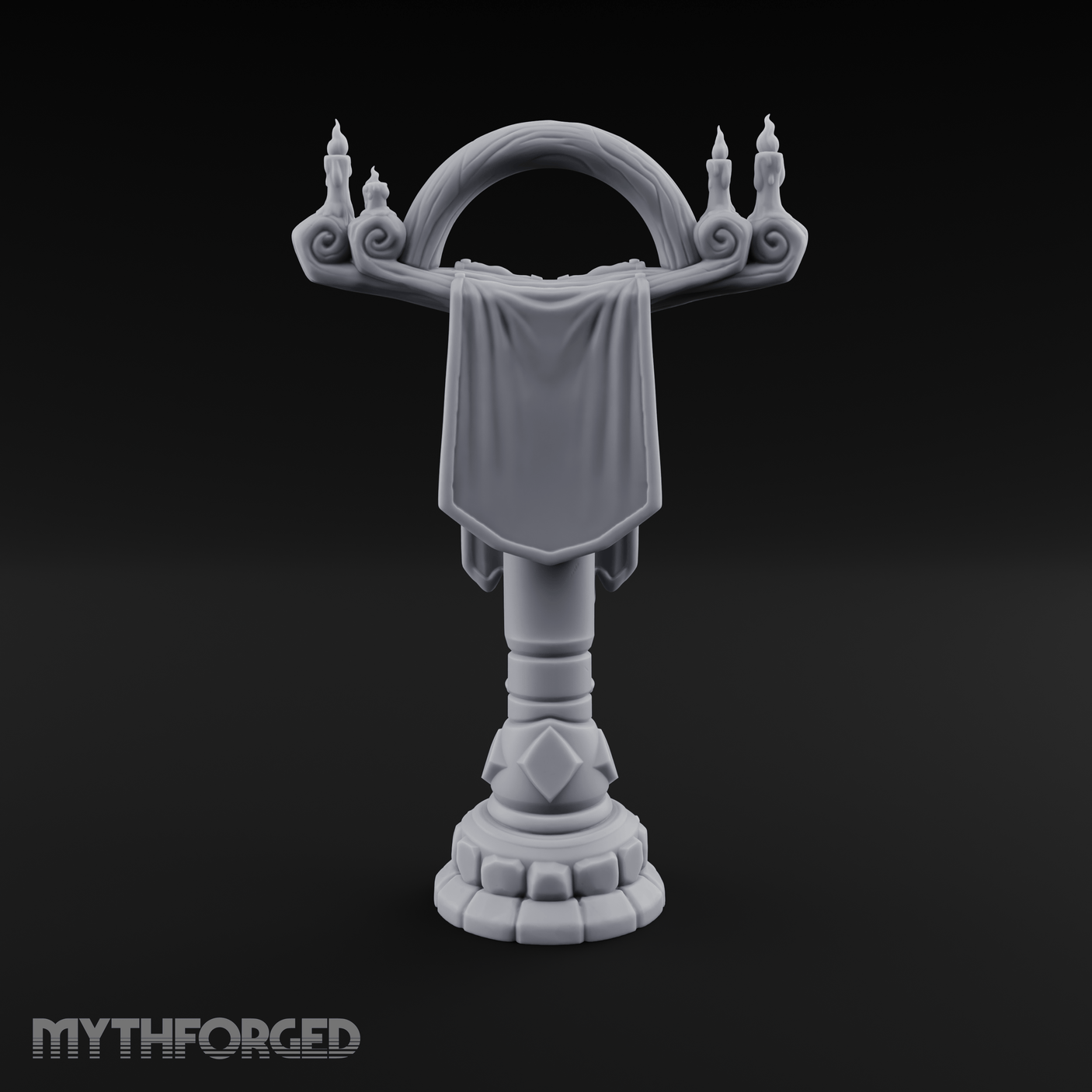 Candlelit Heraldic Banner Stand Miniature for Dungeons and Dragons, Pathfinder or other TTRPGs