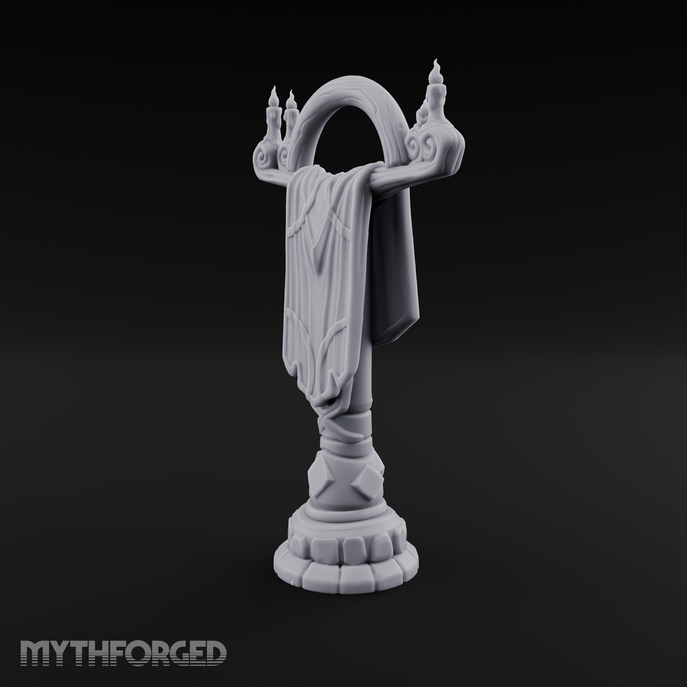Candlelit Heraldic Banner Stand Miniature for Dungeons and Dragons, Pathfinder or other TTRPGs