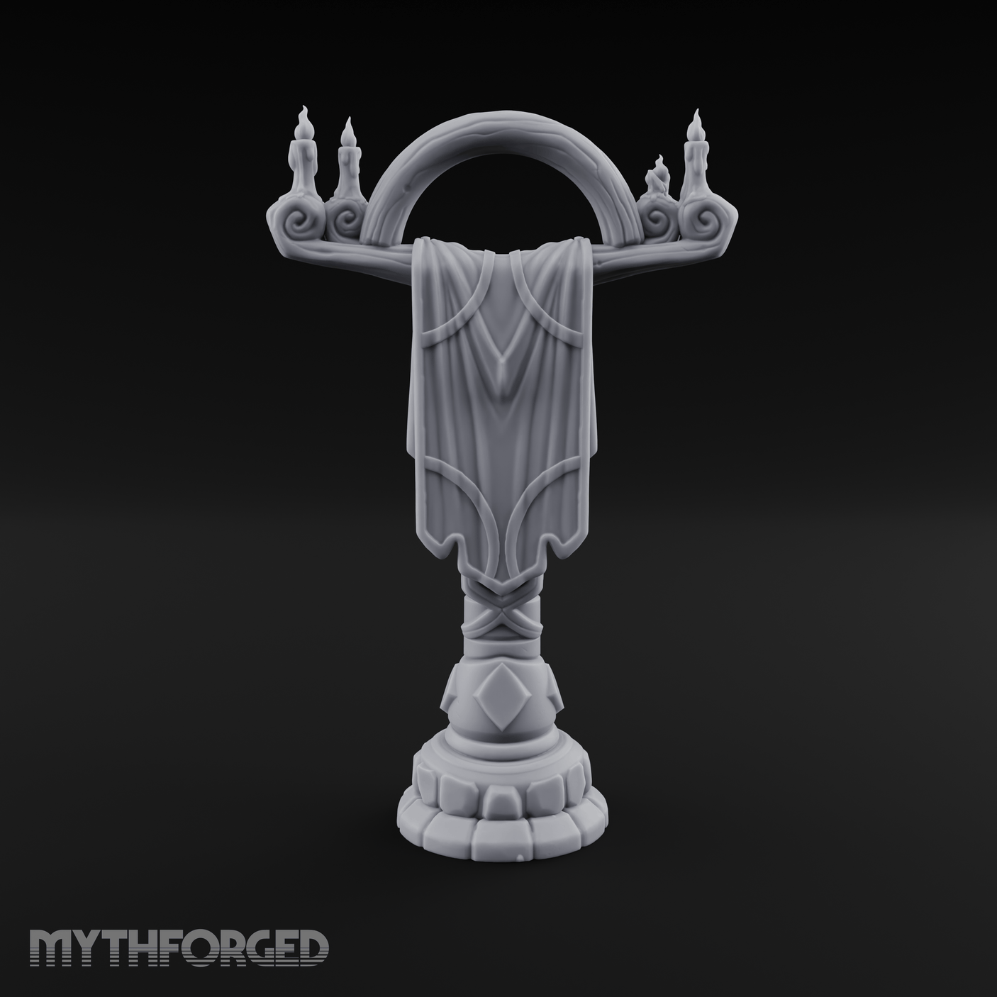 Candlelit Heraldic Banner Stand Miniature for Dungeons and Dragons, Pathfinder or other TTRPGs