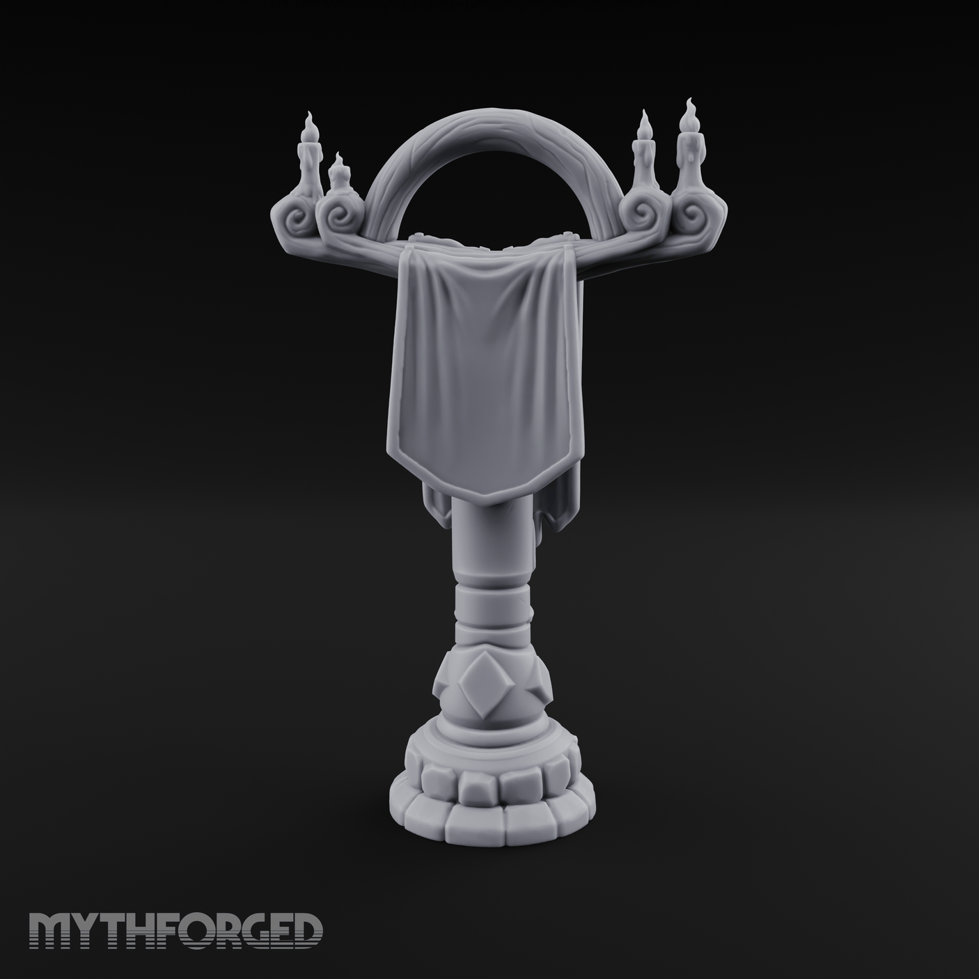Candlelit Heraldic Banner Stand Miniature for Dungeons and Dragons, Pathfinder or other TTRPGs