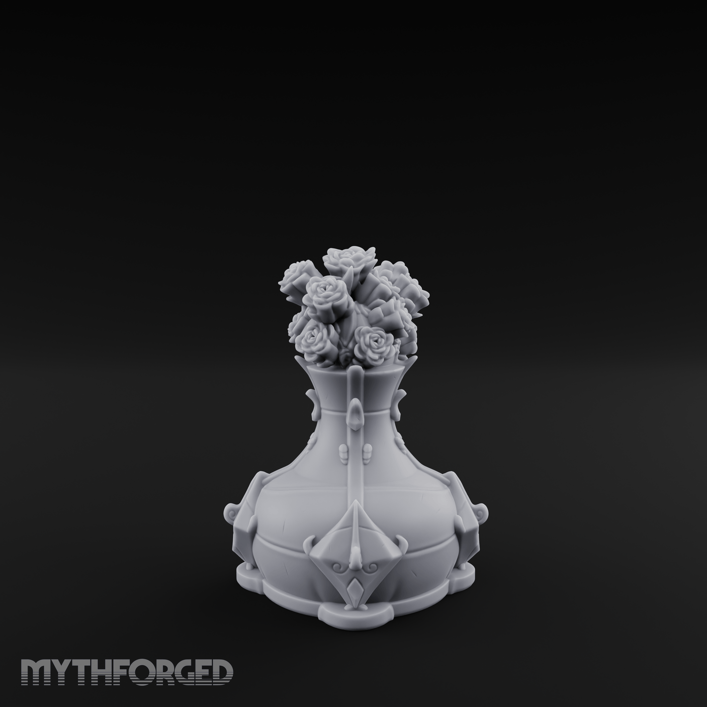 Porcelain-Crested Flower Arrangement Vase Miniature for Dungeons and Dragons, Pathfinder or other TTRPGs