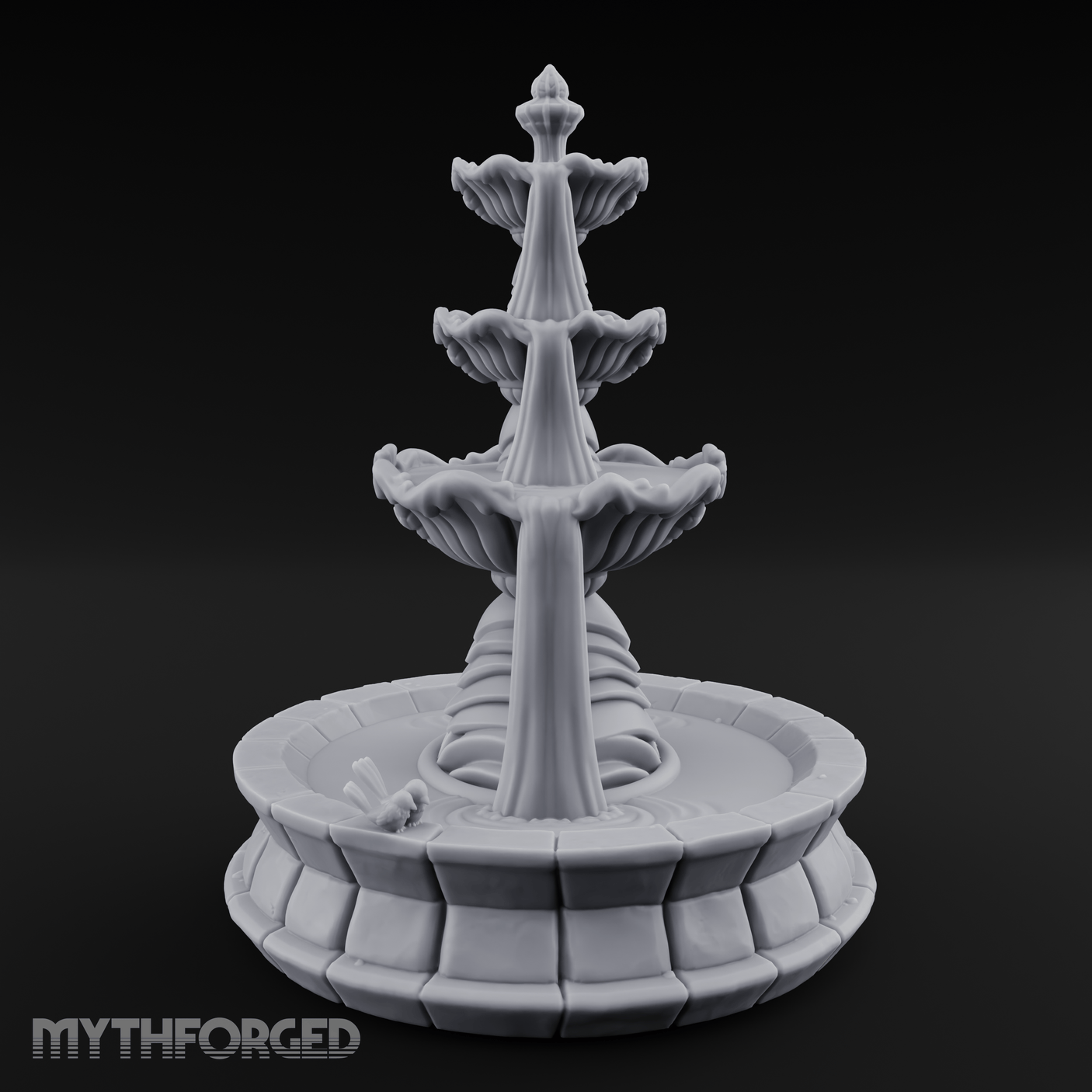 Tiered-Shell Ballroom Fountain Miniature for Dungeons and Dragons, Pathfinder or other TTRPGs
