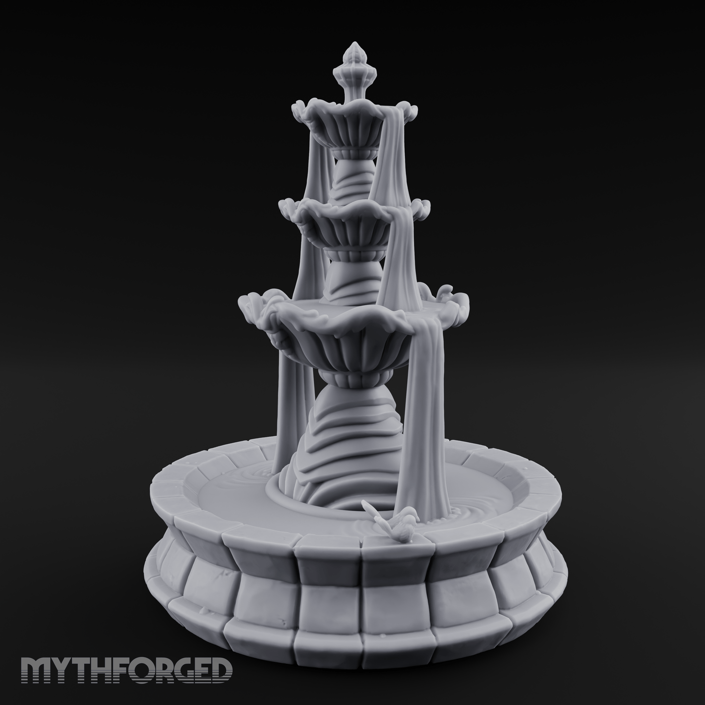 Tiered-Shell Ballroom Fountain Miniature for Dungeons and Dragons, Pathfinder or other TTRPGs