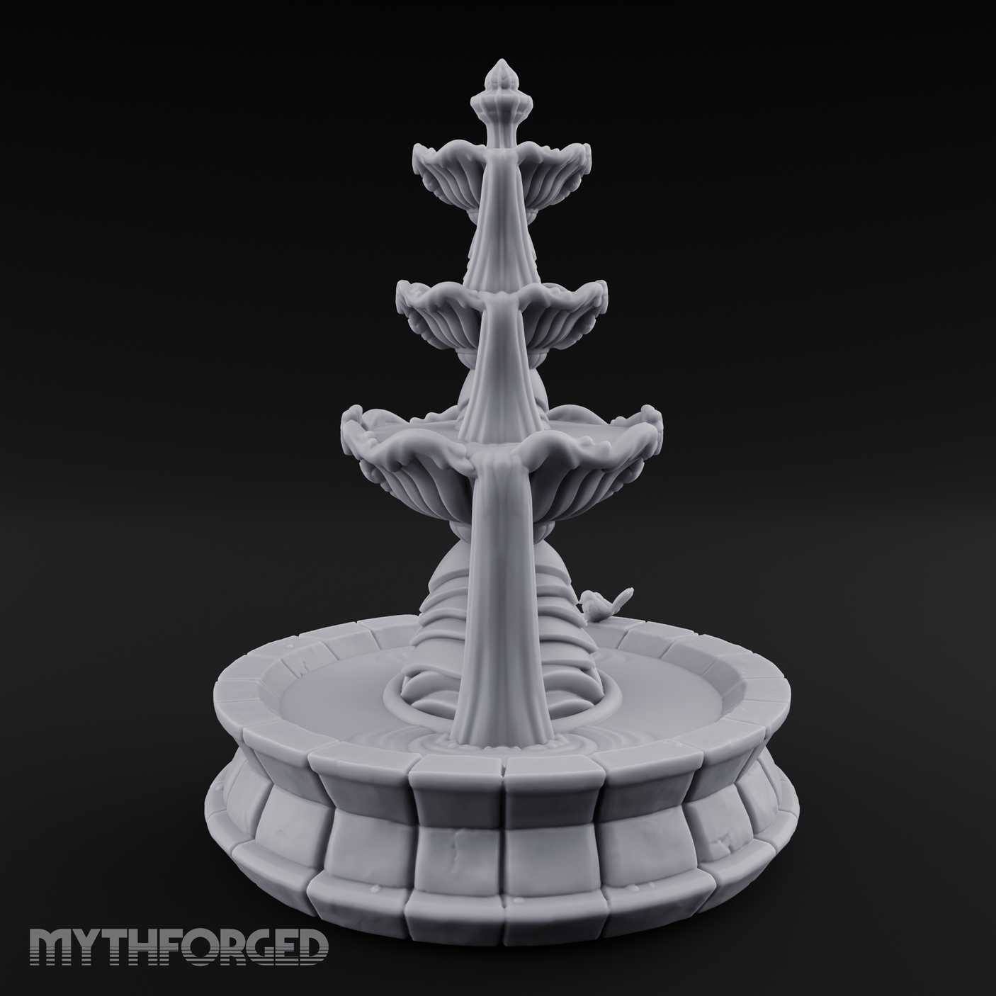 Tiered-Shell Ballroom Fountain Miniature for Dungeons and Dragons, Pathfinder or other TTRPGs