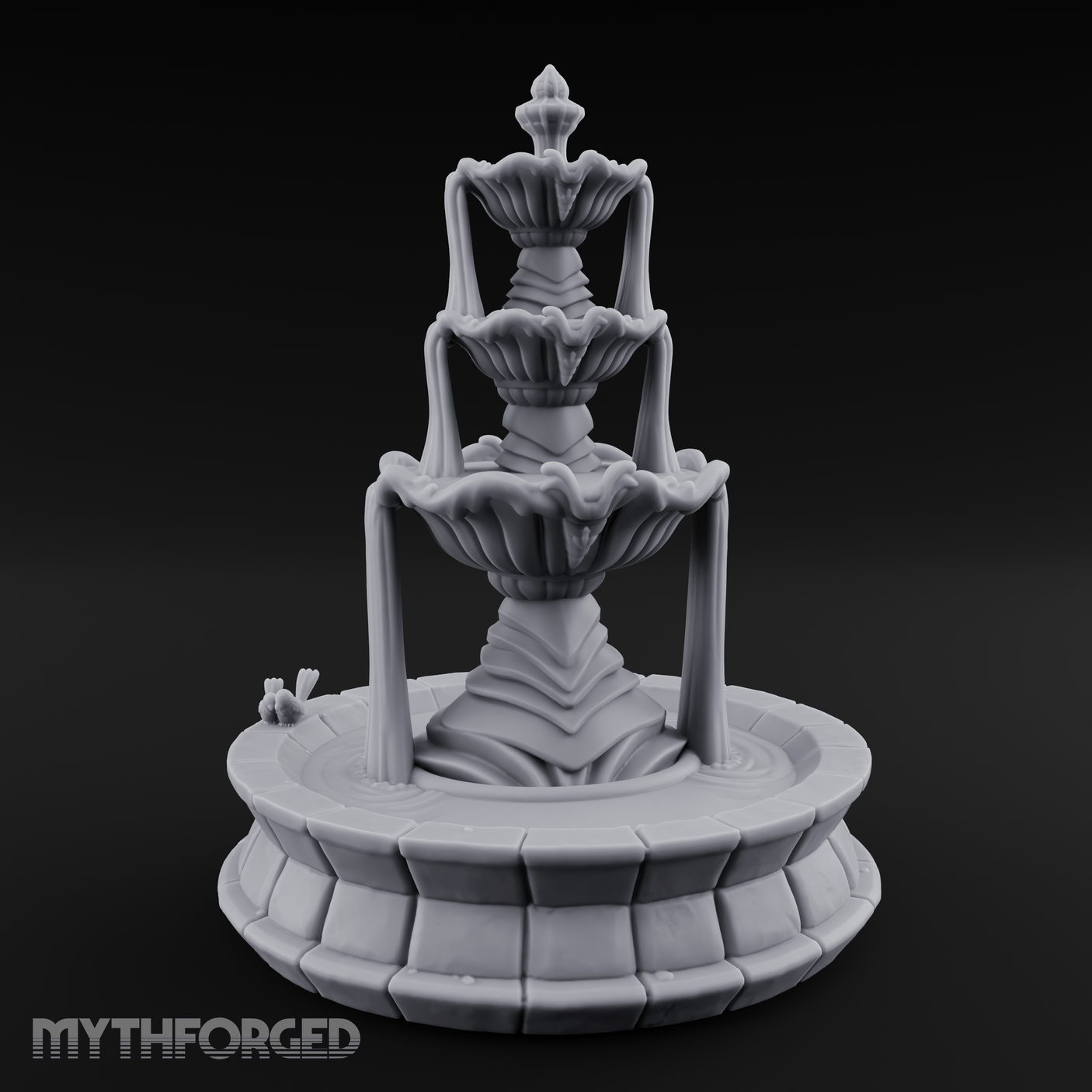 Tiered-Shell Ballroom Fountain Miniature for Dungeons and Dragons, Pathfinder or other TTRPGs
