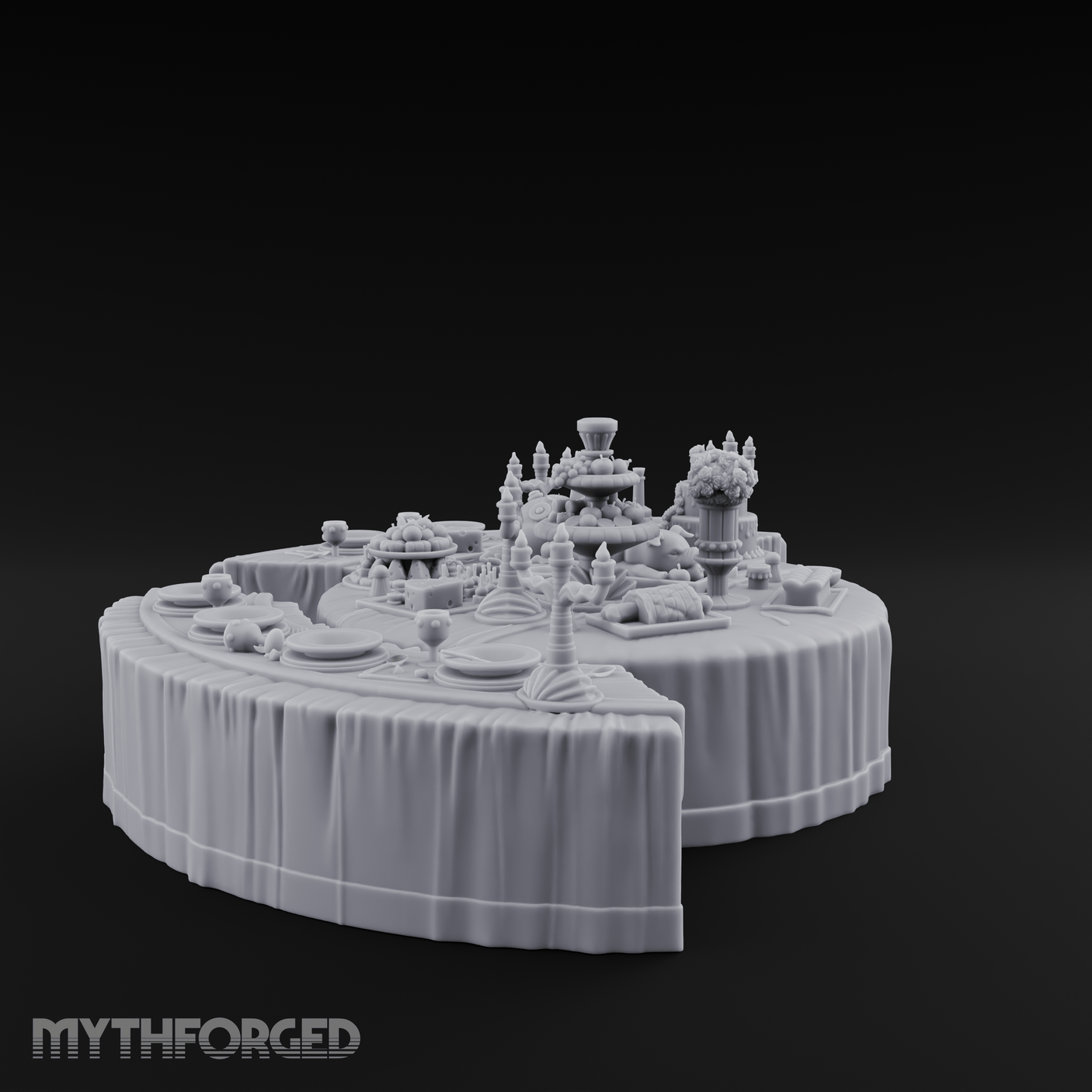 Opulent-Spread Banquet Table Display Miniature for Dungeons and Dragons, Pathfinder or other TTRPGs