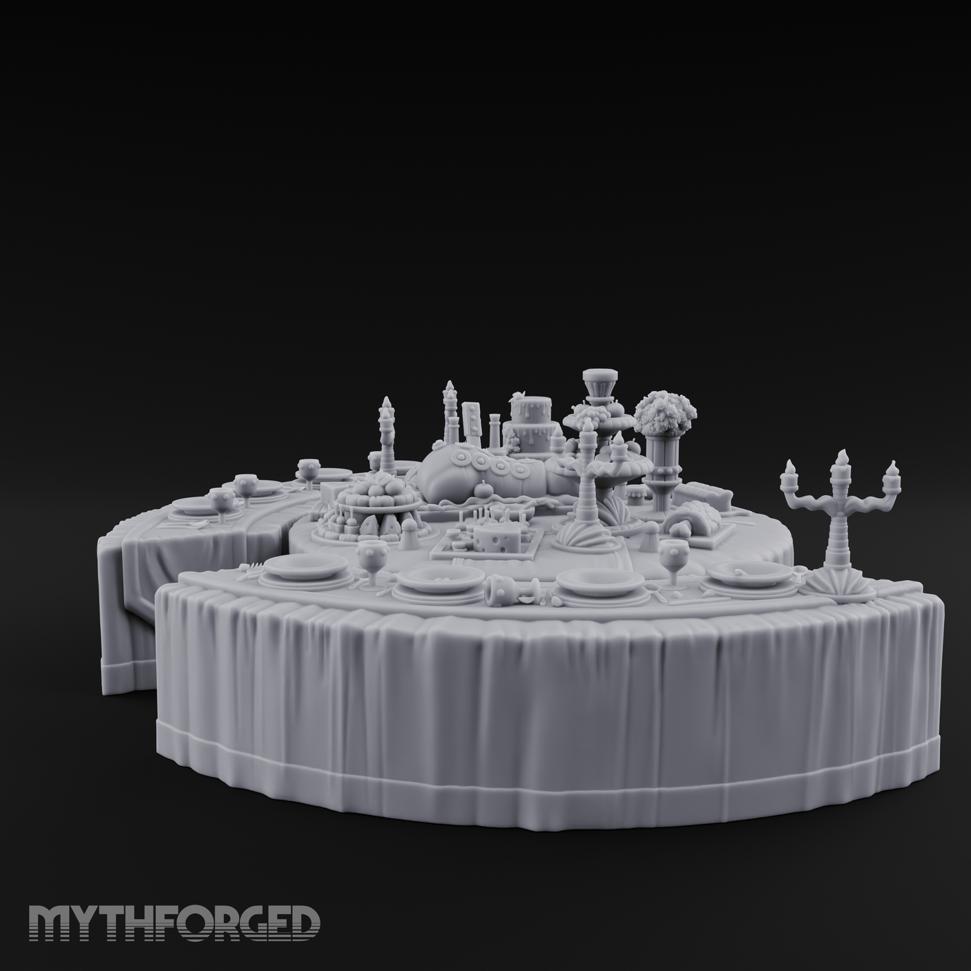 Opulent-Spread Banquet Table Display Miniature for Dungeons and Dragons, Pathfinder or other TTRPGs