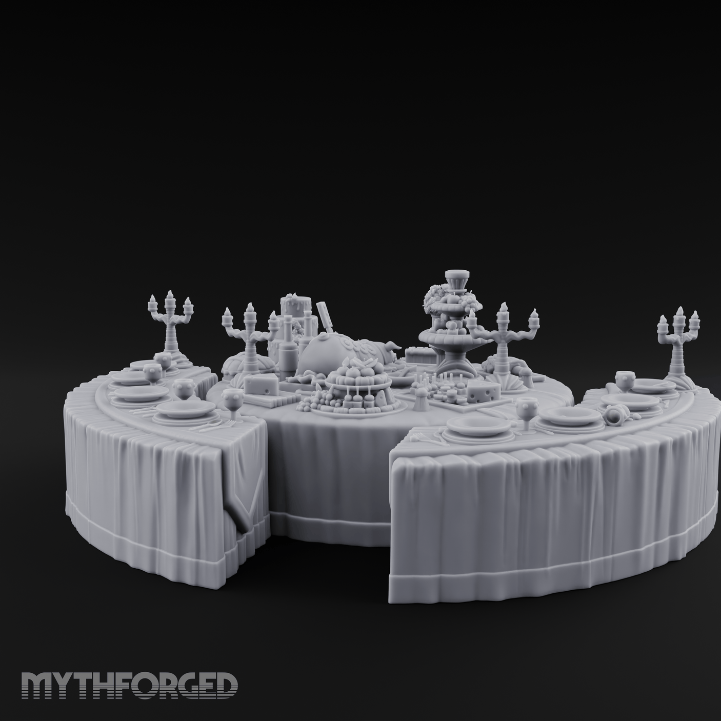Opulent-Spread Banquet Table Display Miniature for Dungeons and Dragons, Pathfinder or other TTRPGs