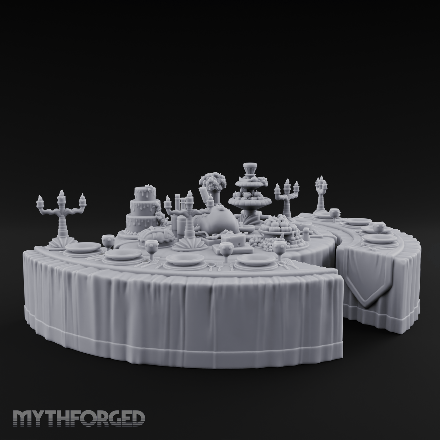 Opulent-Spread Banquet Table Display Miniature for Dungeons and Dragons, Pathfinder or other TTRPGs