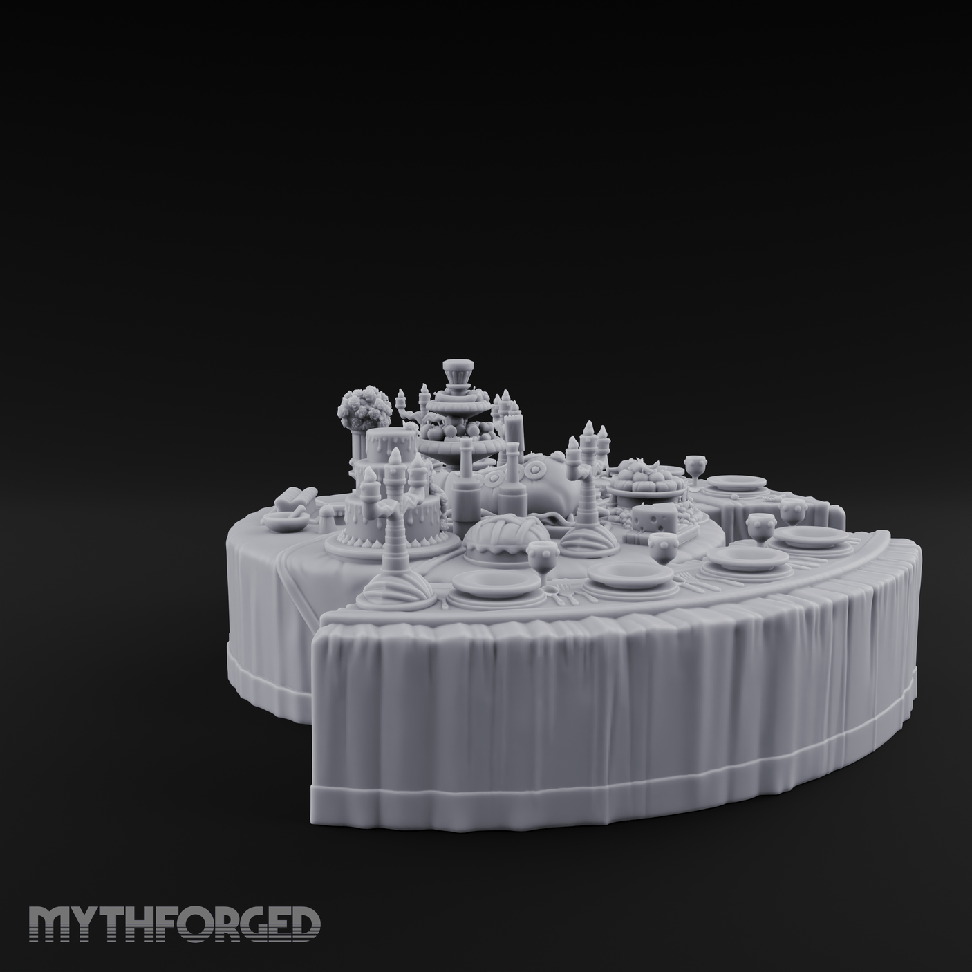 Opulent-Spread Banquet Table Display Miniature for Dungeons and Dragons, Pathfinder or other TTRPGs