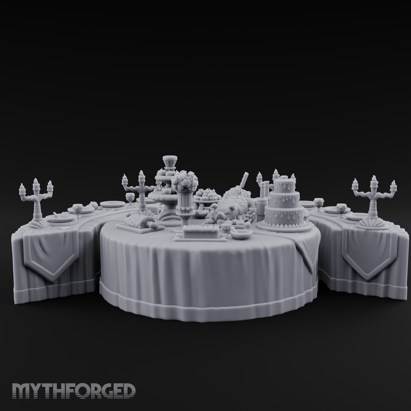 Opulent-Spread Banquet Table Display Miniature for Dungeons and Dragons, Pathfinder or other TTRPGs