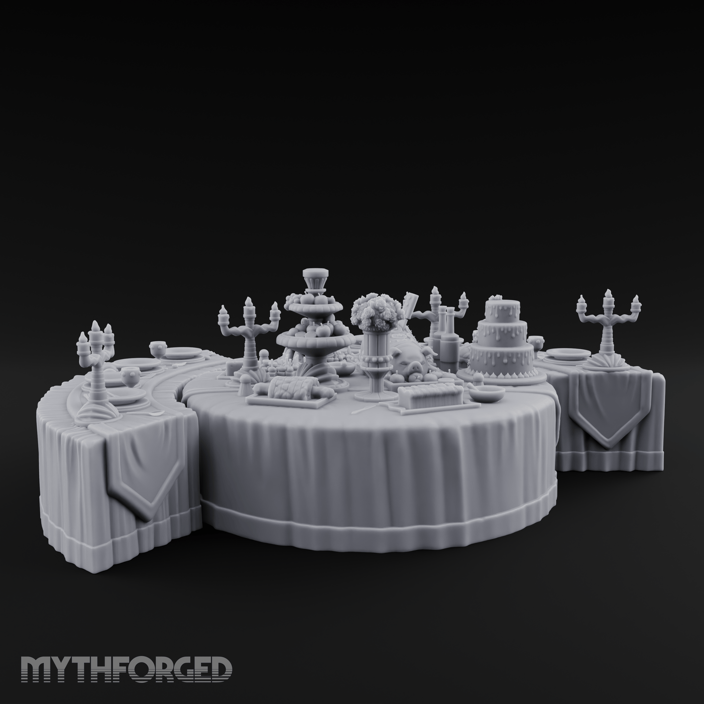 Opulent-Spread Banquet Table Display Miniature for Dungeons and Dragons, Pathfinder or other TTRPGs