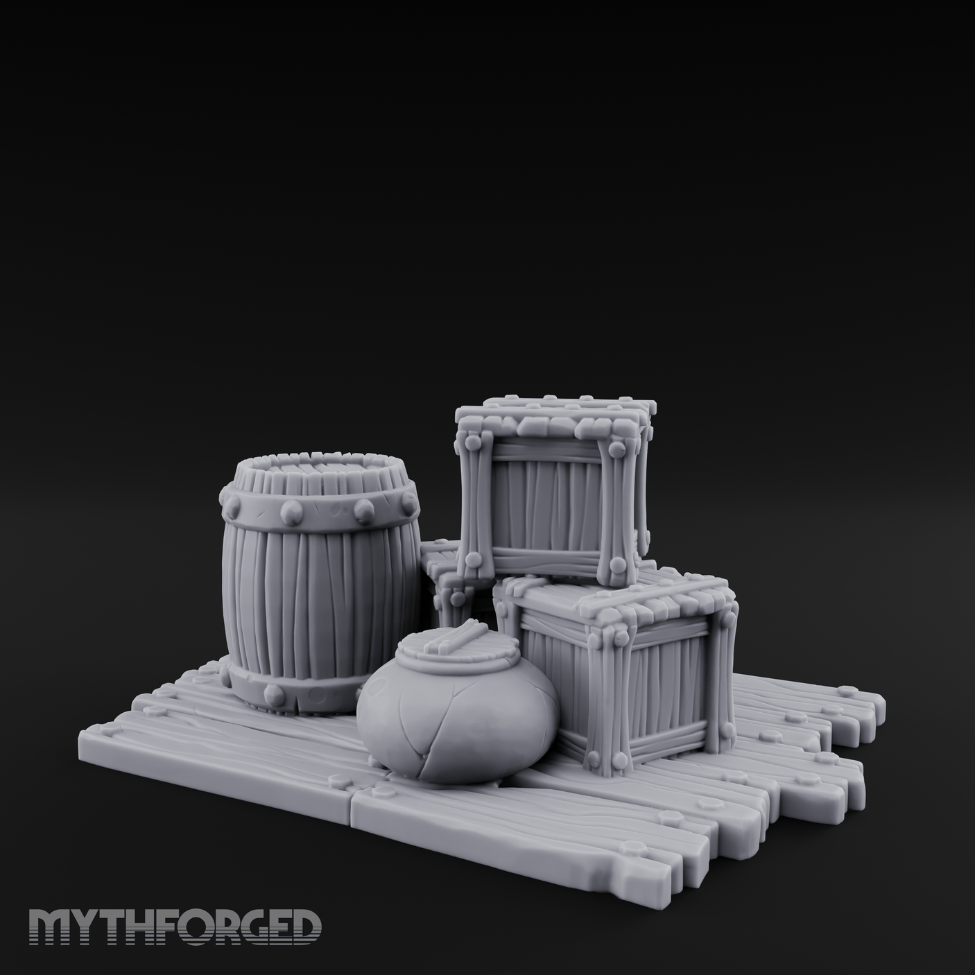 Dock-Side Cargo Crate Collection Miniature for Dungeons and Dragons, Pathfinder or other TTRPGs