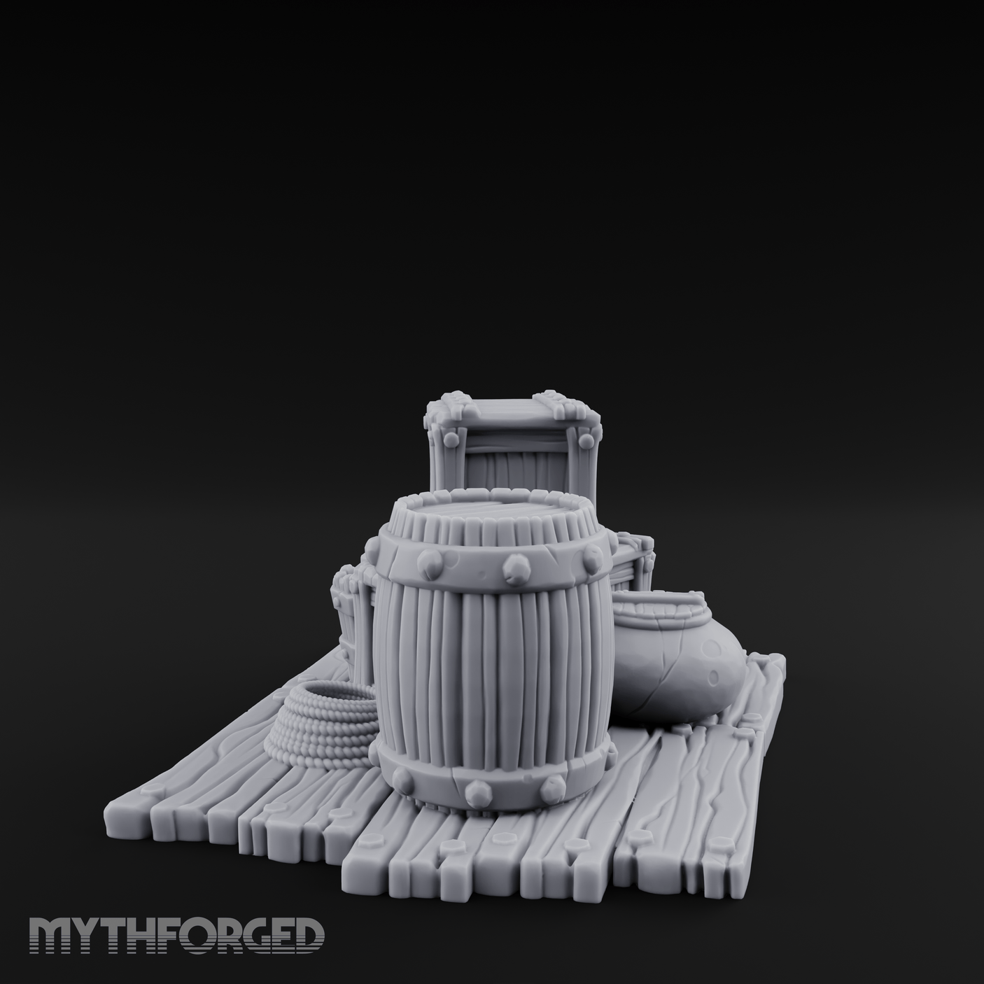 Dock-Side Cargo Crate Collection Miniature for Dungeons and Dragons, Pathfinder or other TTRPGs