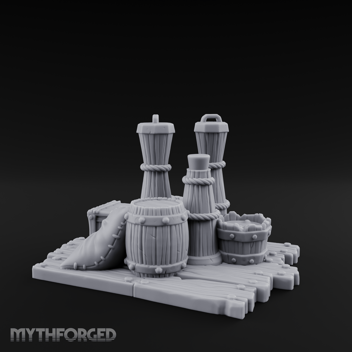 Rope-Cinched Butter Churn Collection Miniature for Dungeons and Dragons, Pathfinder or other TTRPGs