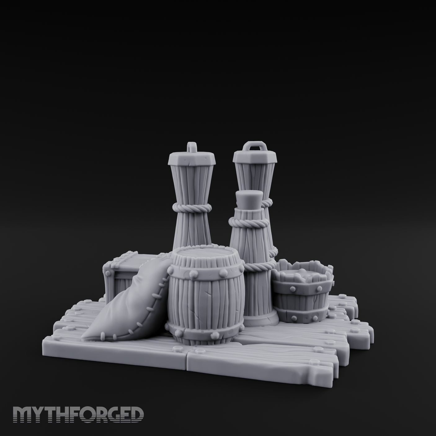 Rope-Cinched Butter Churn Collection Miniature for Dungeons and Dragons, Pathfinder or other TTRPGs