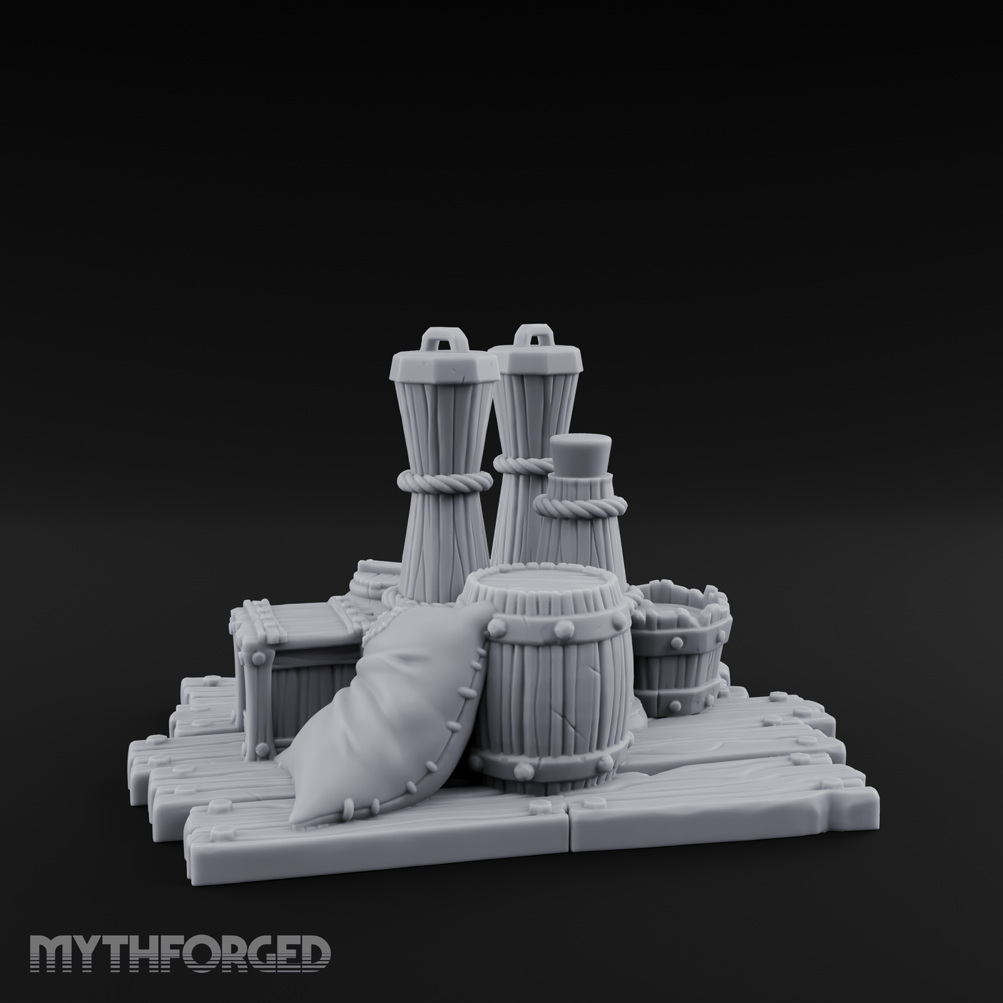 Rope-Cinched Butter Churn Collection Miniature for Dungeons and Dragons, Pathfinder or other TTRPGs