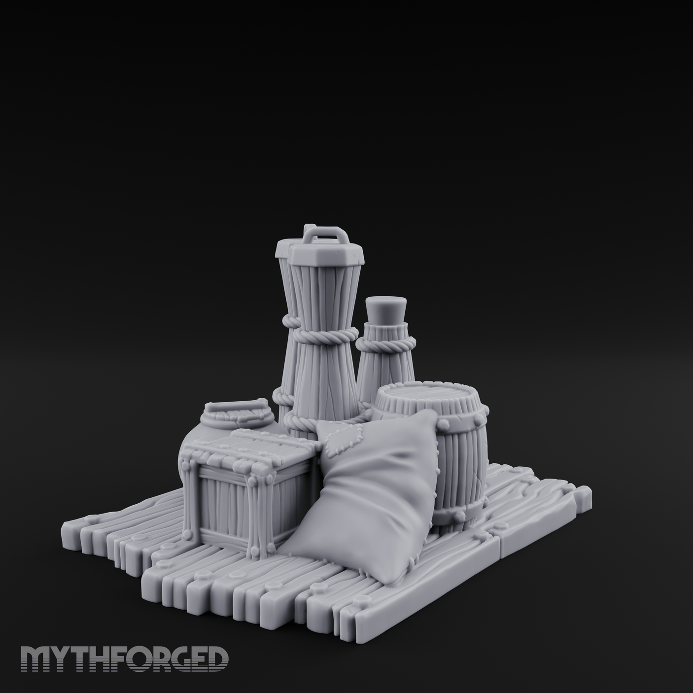 Rope-Cinched Butter Churn Collection Miniature for Dungeons and Dragons, Pathfinder or other TTRPGs