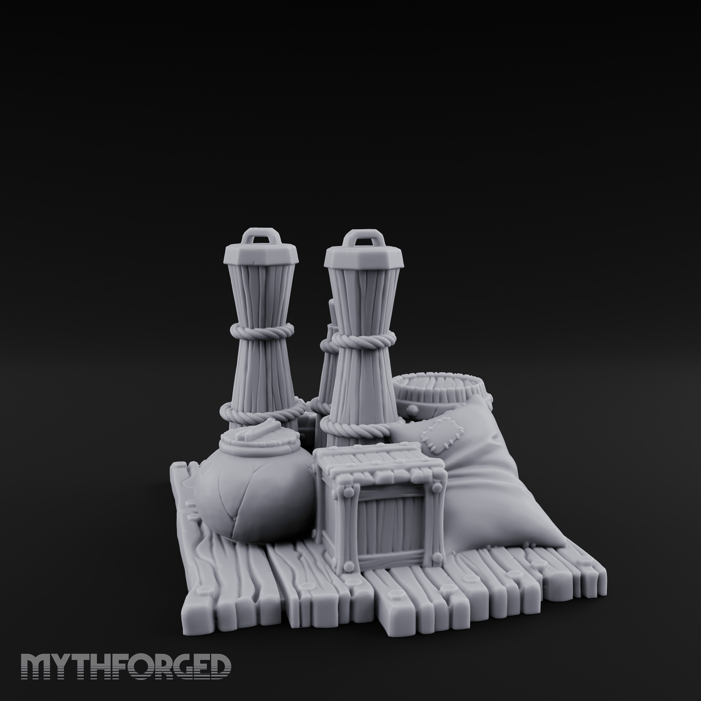 Rope-Cinched Butter Churn Collection Miniature for Dungeons and Dragons, Pathfinder or other TTRPGs