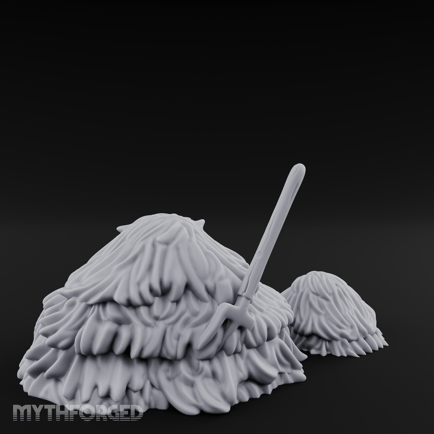 Pitchfork-Pierced Hay Pile Miniature for Dungeons and Dragons, Pathfinder or other TTRPGs