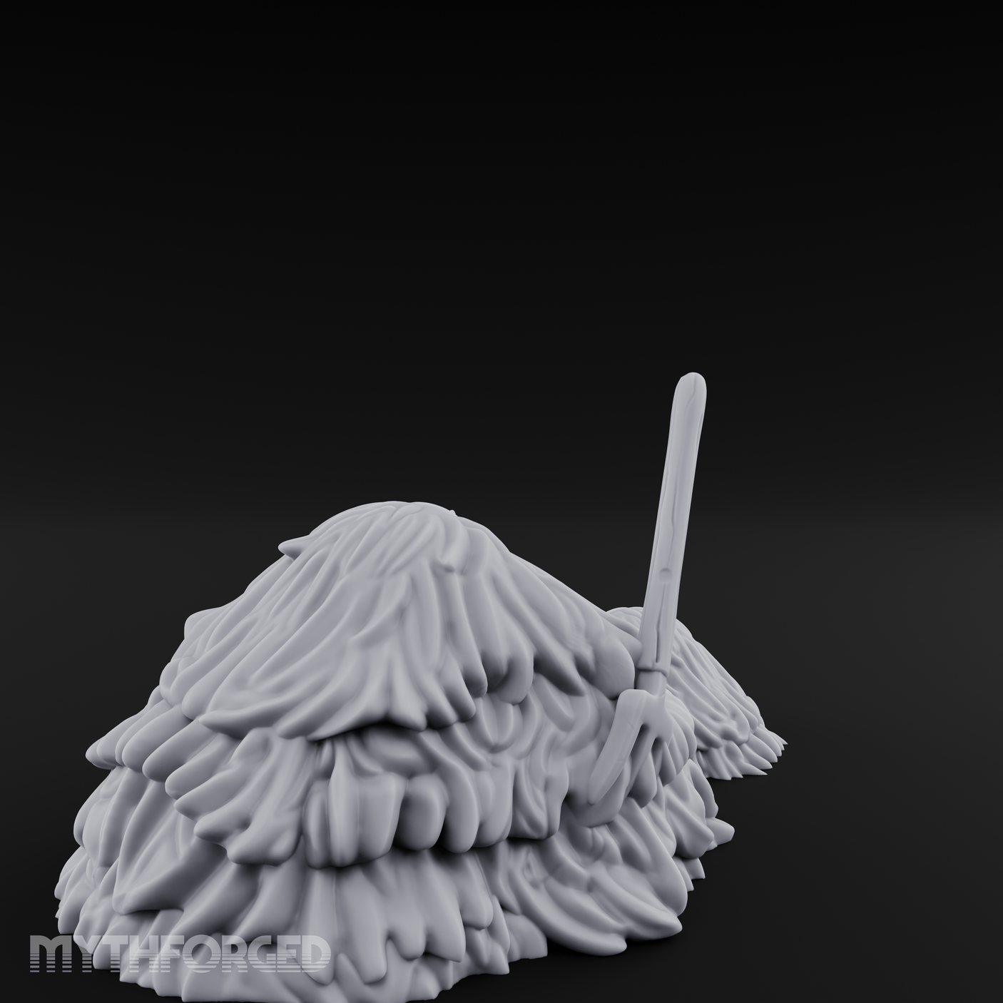 Pitchfork-Pierced Hay Pile Miniature for Dungeons and Dragons, Pathfinder or other TTRPGs