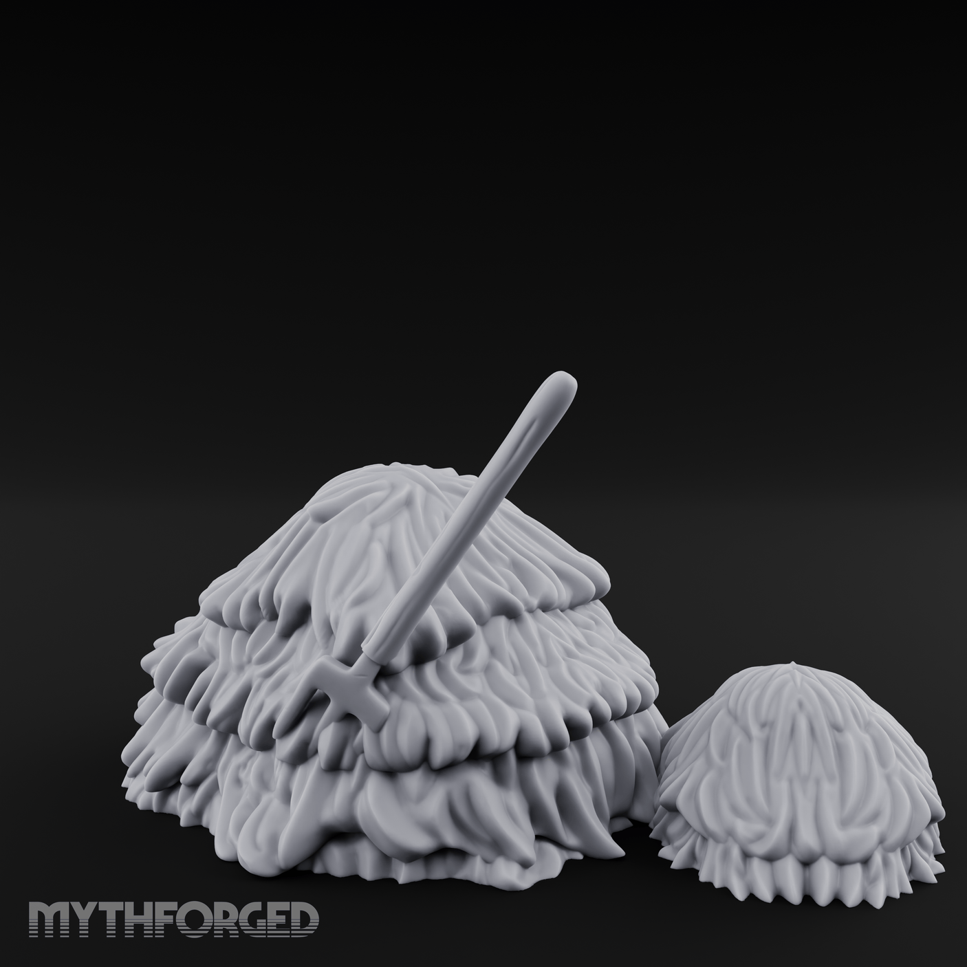 Pitchfork-Pierced Hay Pile Miniature for Dungeons and Dragons, Pathfinder or other TTRPGs