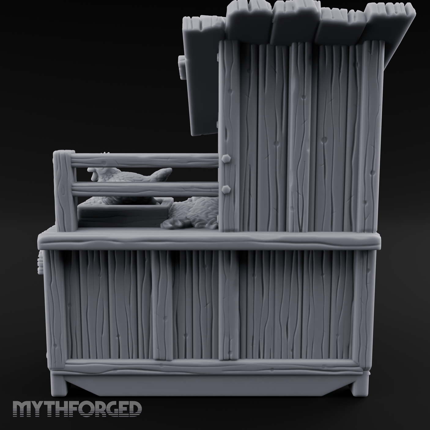 Roost-Topped Farmstead Hen House Miniature for Dungeons and Dragons, Pathfinder or other TTRPGs