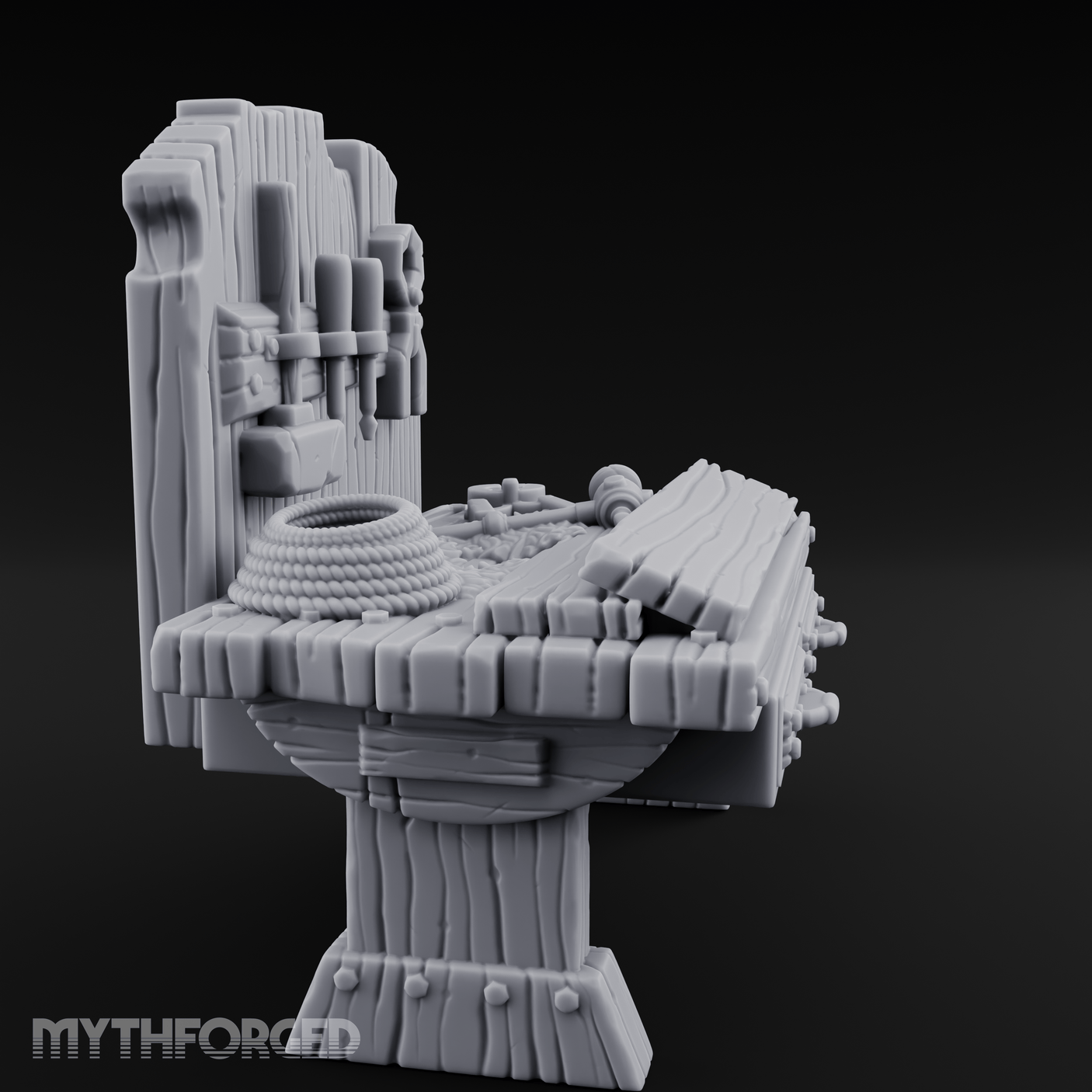 Tool-Hung Craftsman's Workbench Miniature for Dungeons and Dragons, Pathfinder or other TTRPGs