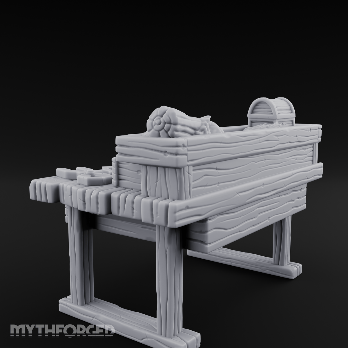 Supply-Laden Woodworker's Bench Miniature for Dungeons and Dragons, Pathfinder or other TTRPGs