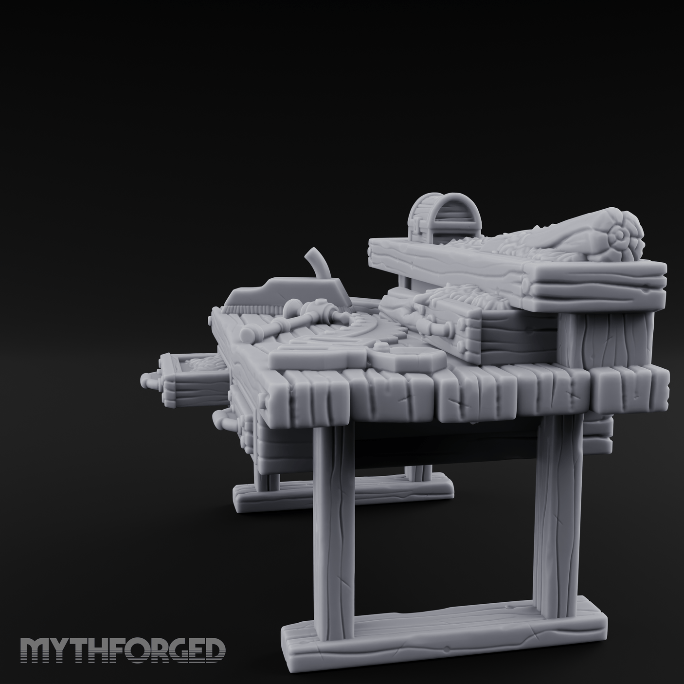 Supply-Laden Woodworker's Bench Miniature for Dungeons and Dragons, Pathfinder or other TTRPGs