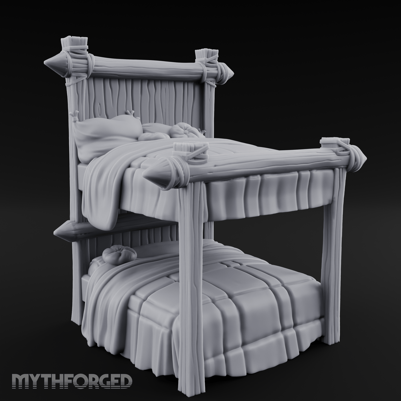 Brass-Finial Bunkbed Miniature for Dungeons and Dragons, Pathfinder or other TTRPGs