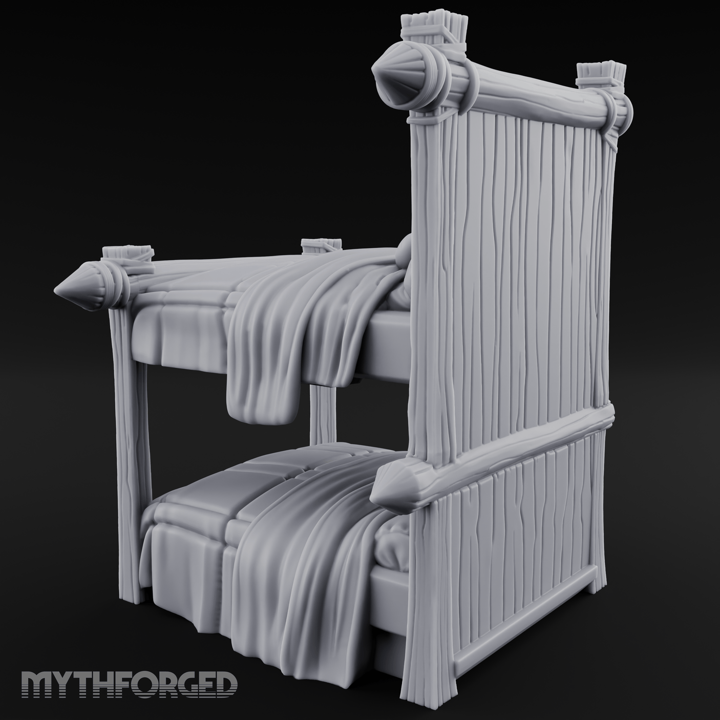 Brass-Finial Bunkbed Miniature for Dungeons and Dragons, Pathfinder or other TTRPGs