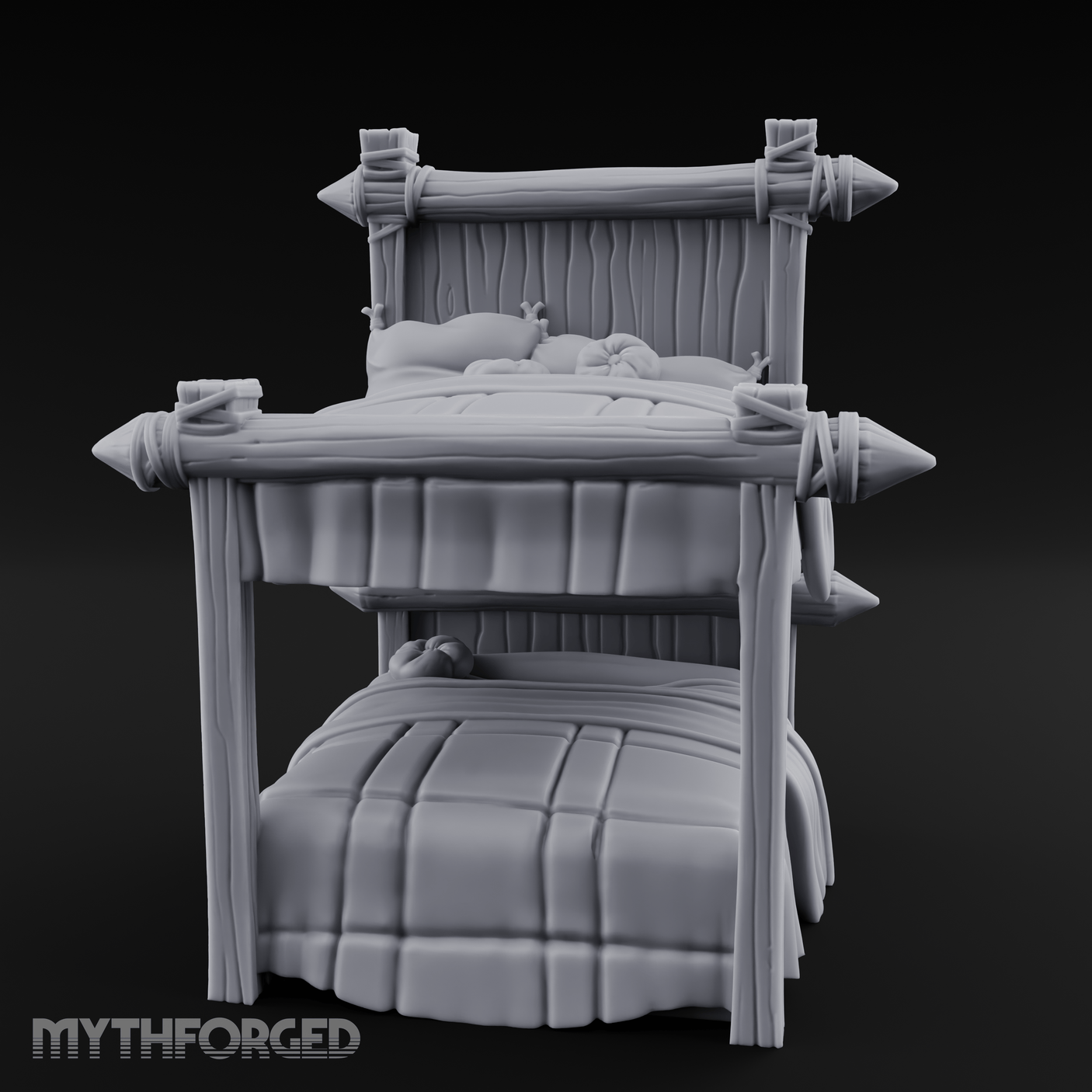 Brass-Finial Bunkbed Miniature for Dungeons and Dragons, Pathfinder or other TTRPGs