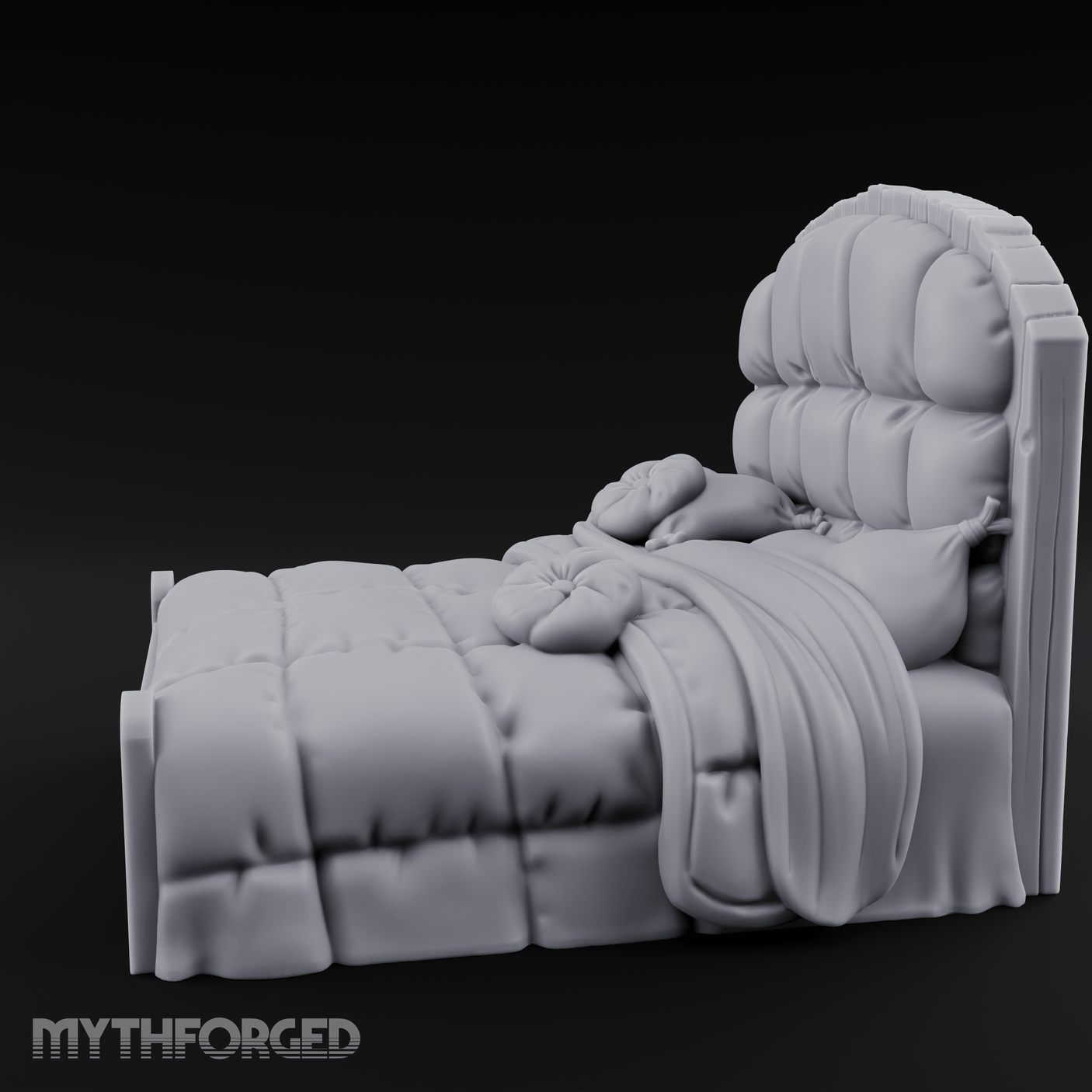 Quilted Tavern Bed Miniature for Dungeons and Dragons, Pathfinder or other TTRPGs