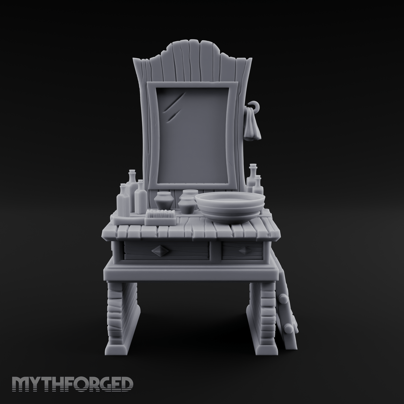 Mirror-Topped Vanity Dresser Miniature for Dungeons and Dragons, Pathfinder or other TTRPGs
