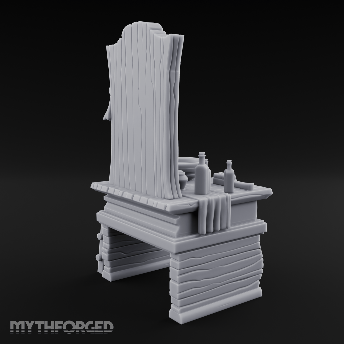 Mirror-Topped Vanity Dresser Miniature for Dungeons and Dragons, Pathfinder or other TTRPGs