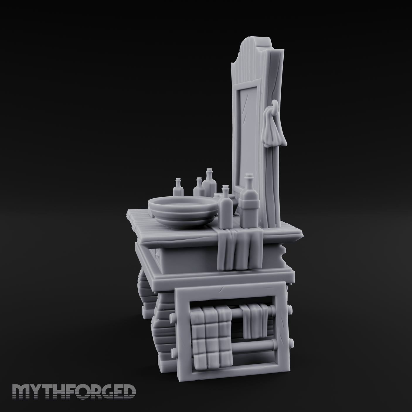 Mirror-Topped Vanity Dresser Miniature for Dungeons and Dragons, Pathfinder or other TTRPGs