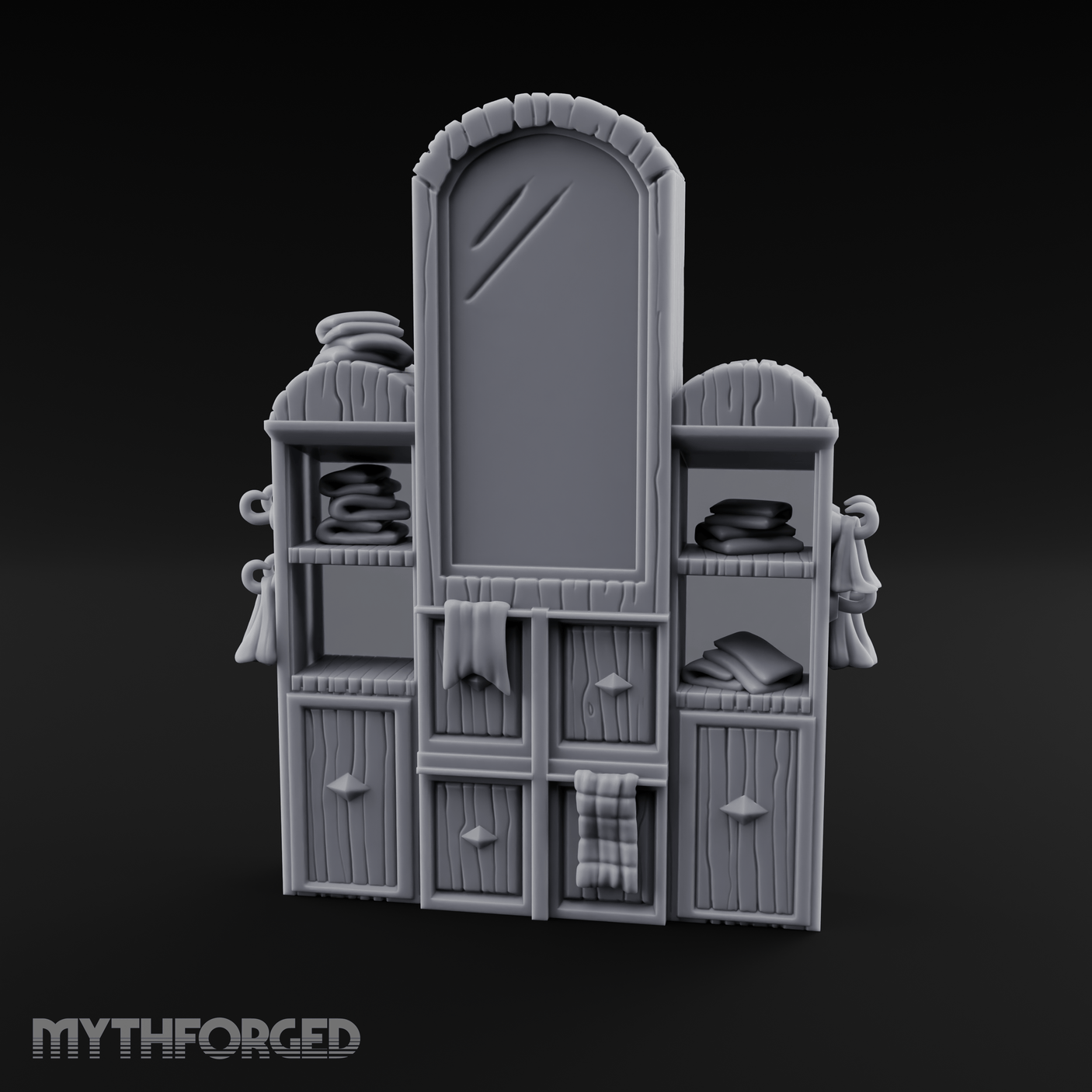 Mirror-Fronted Vanity Dresser Miniature for Dungeons and Dragons, Pathfinder or other TTRPGs