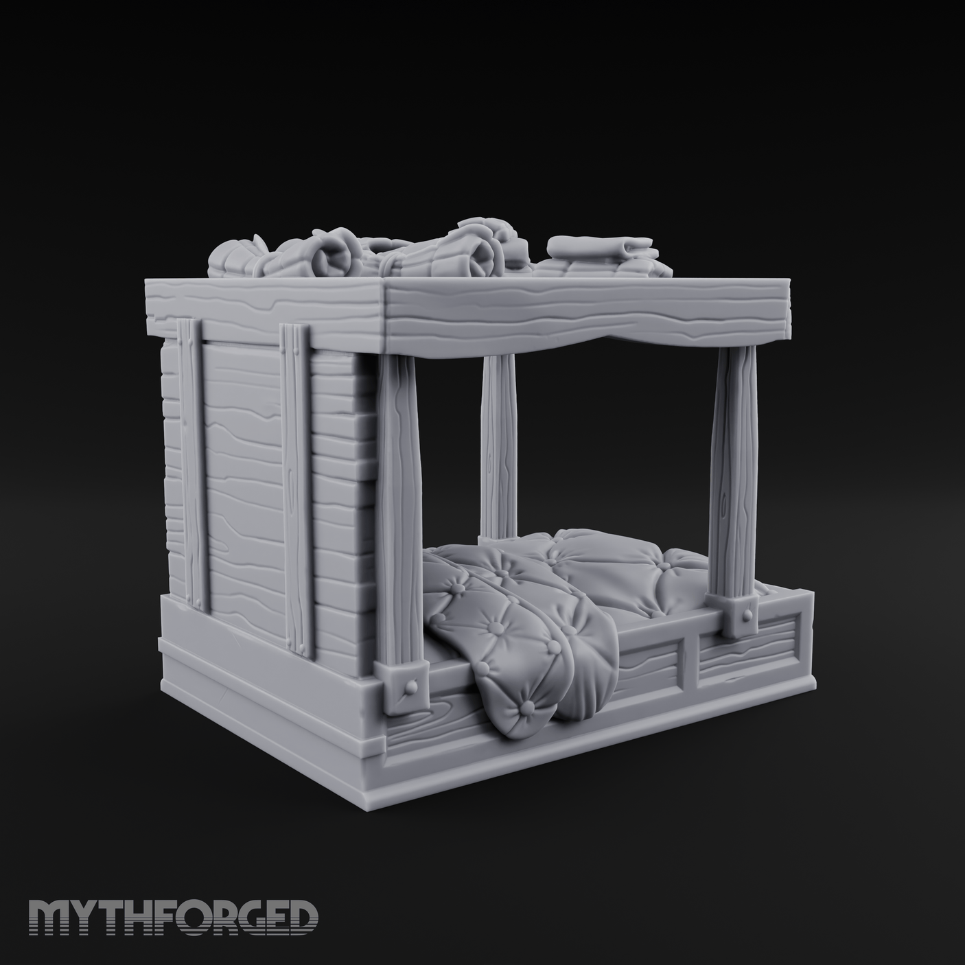 Pillow-Laden Canopy Bed Miniature for Dungeons and Dragons, Pathfinder or other TTRPGs