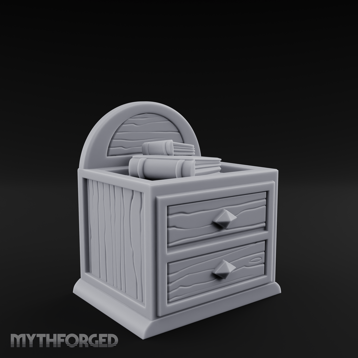 Scroll-Topped Bedroom Nightstand Miniature for Dungeons and Dragons, Pathfinder or other TTRPGs