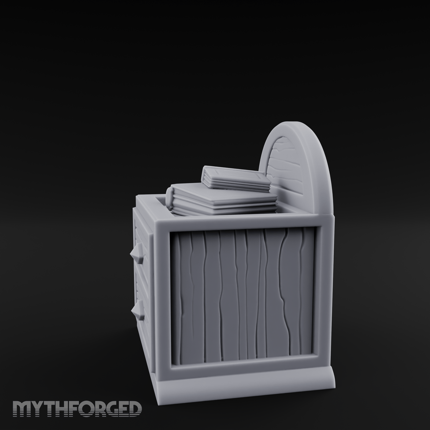 Scroll-Topped Bedroom Nightstand Miniature for Dungeons and Dragons, Pathfinder or other TTRPGs