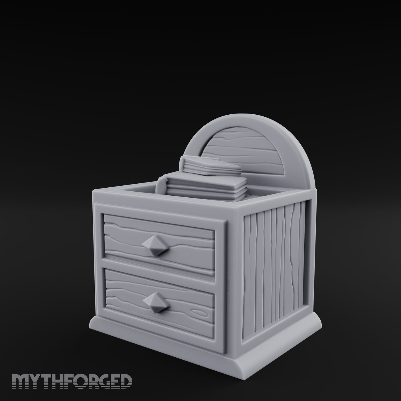 Scroll-Topped Bedroom Nightstand Miniature for Dungeons and Dragons, Pathfinder or other TTRPGs