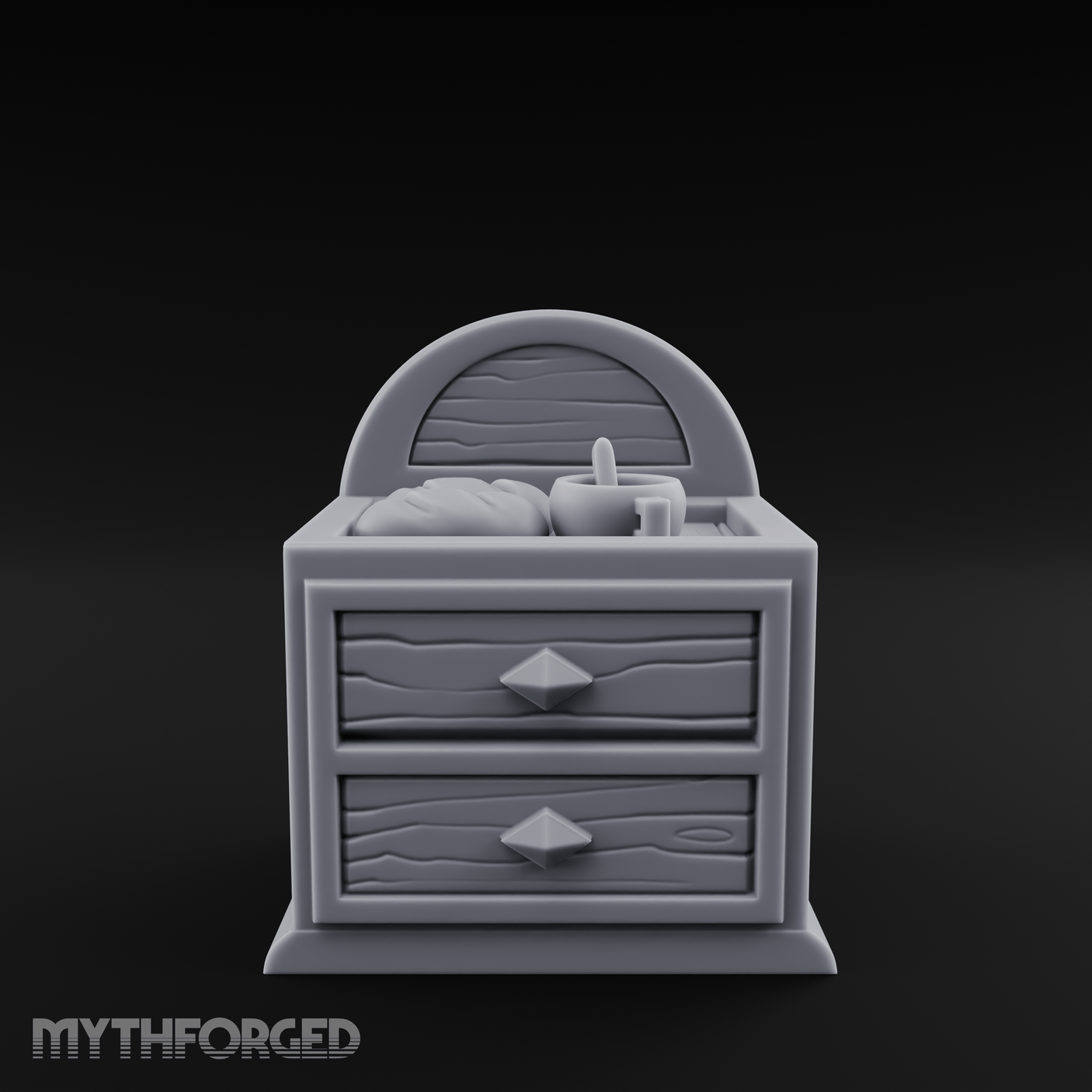 Linen-Topped Bedroom Nightstand Miniature for Dungeons and Dragons, Pathfinder or other TTRPGs