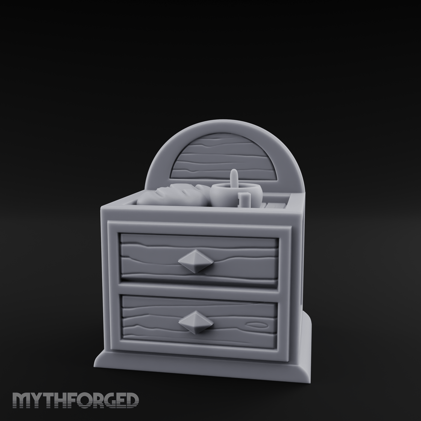 Linen-Topped Bedroom Nightstand Miniature for Dungeons and Dragons, Pathfinder or other TTRPGs