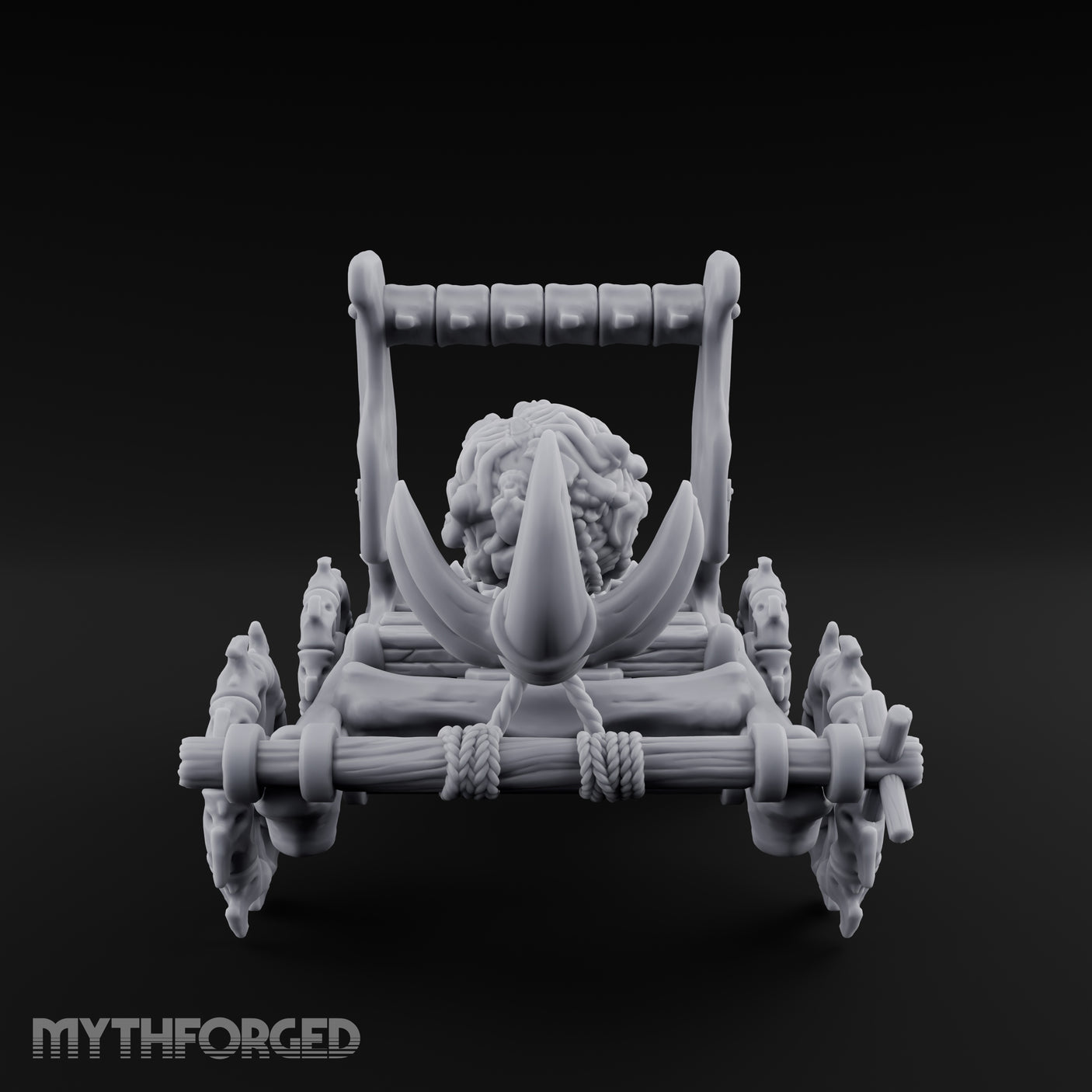 Bone-Forged Skull-Crowned Draugr War Catapult Miniature for Dungeons and Dragons, Pathfinder or other TTRPGs