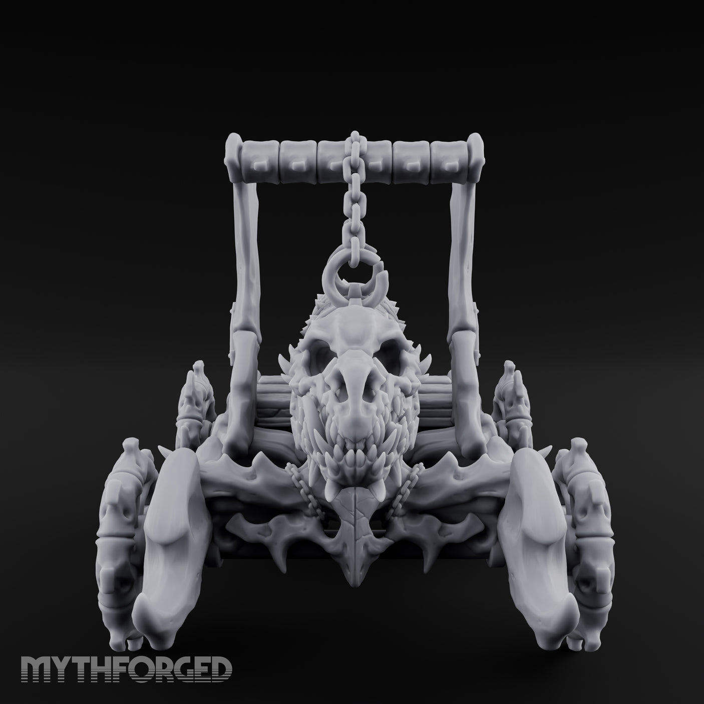 Dragonskull-Crowned Chain-Rigged Draugr Battle Ram Miniature for Dungeons and Dragons, Pathfinder or other TTRPGs
