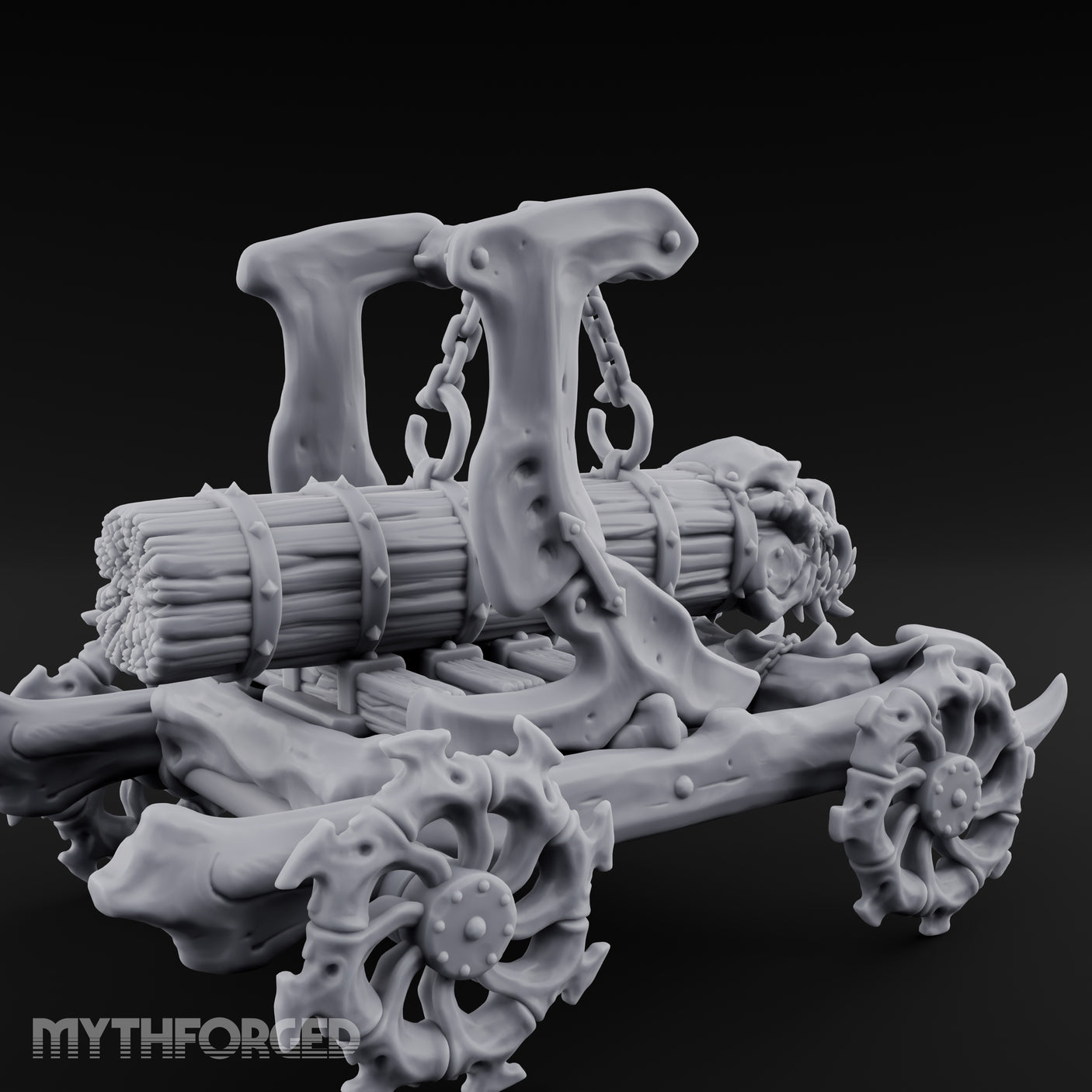 Dragonskull-Crowned Chain-Rigged Draugr Battle Ram Miniature for Dungeons and Dragons, Pathfinder or other TTRPGs