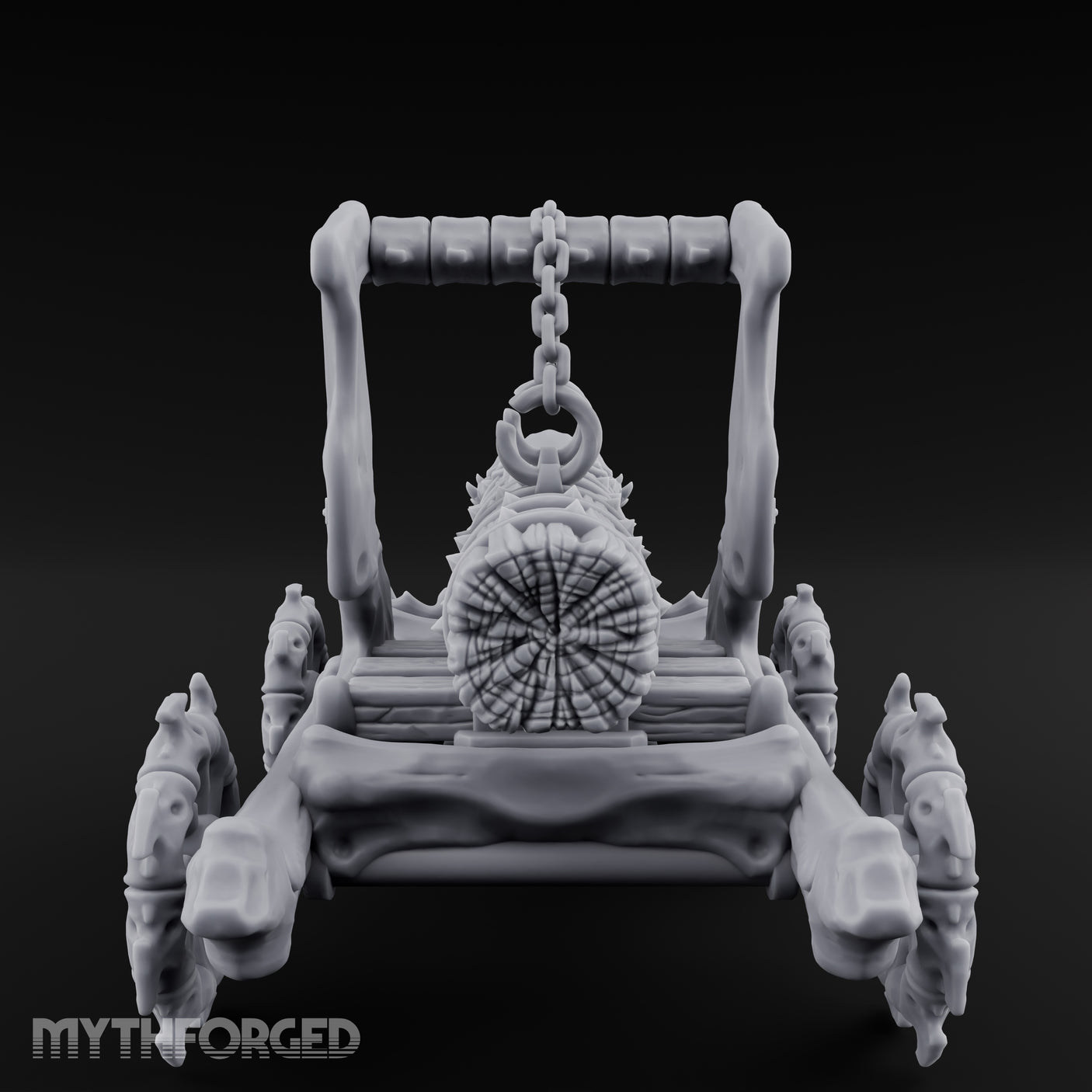 Dragonskull-Crowned Chain-Rigged Draugr Battle Ram Miniature for Dungeons and Dragons, Pathfinder or other TTRPGs