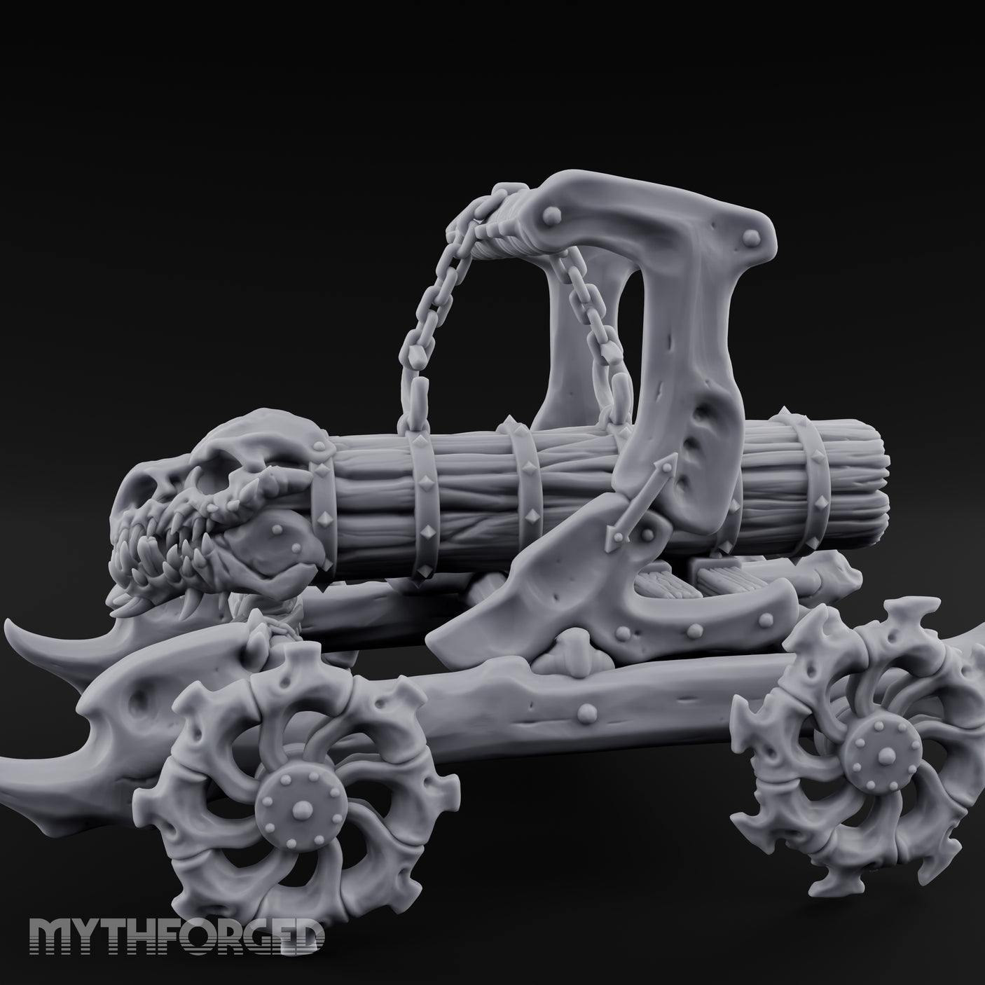 Dragonskull-Crowned Chain-Rigged Draugr Battle Ram Miniature for Dungeons and Dragons, Pathfinder or other TTRPGs