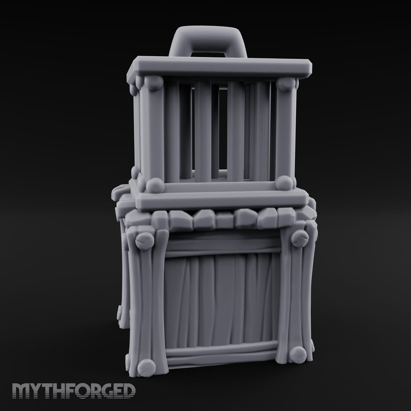 Stacked Merchant Crate And Cage Miniature for Dungeons and Dragons, Pathfinder or other TTRPGs